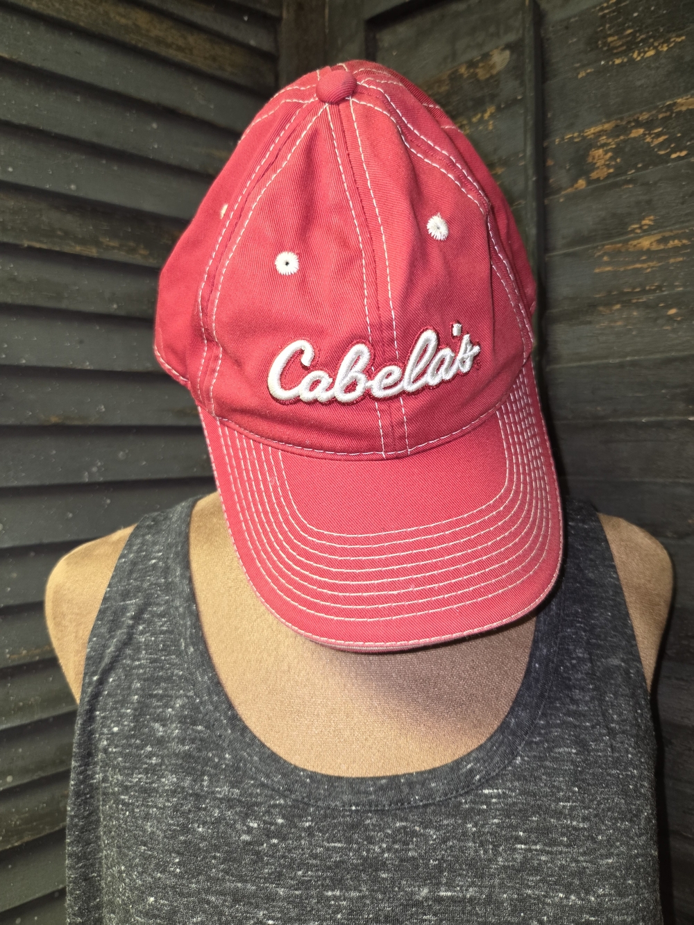 Cabela's Kids Red Logo Baseball Cap with White Stitching